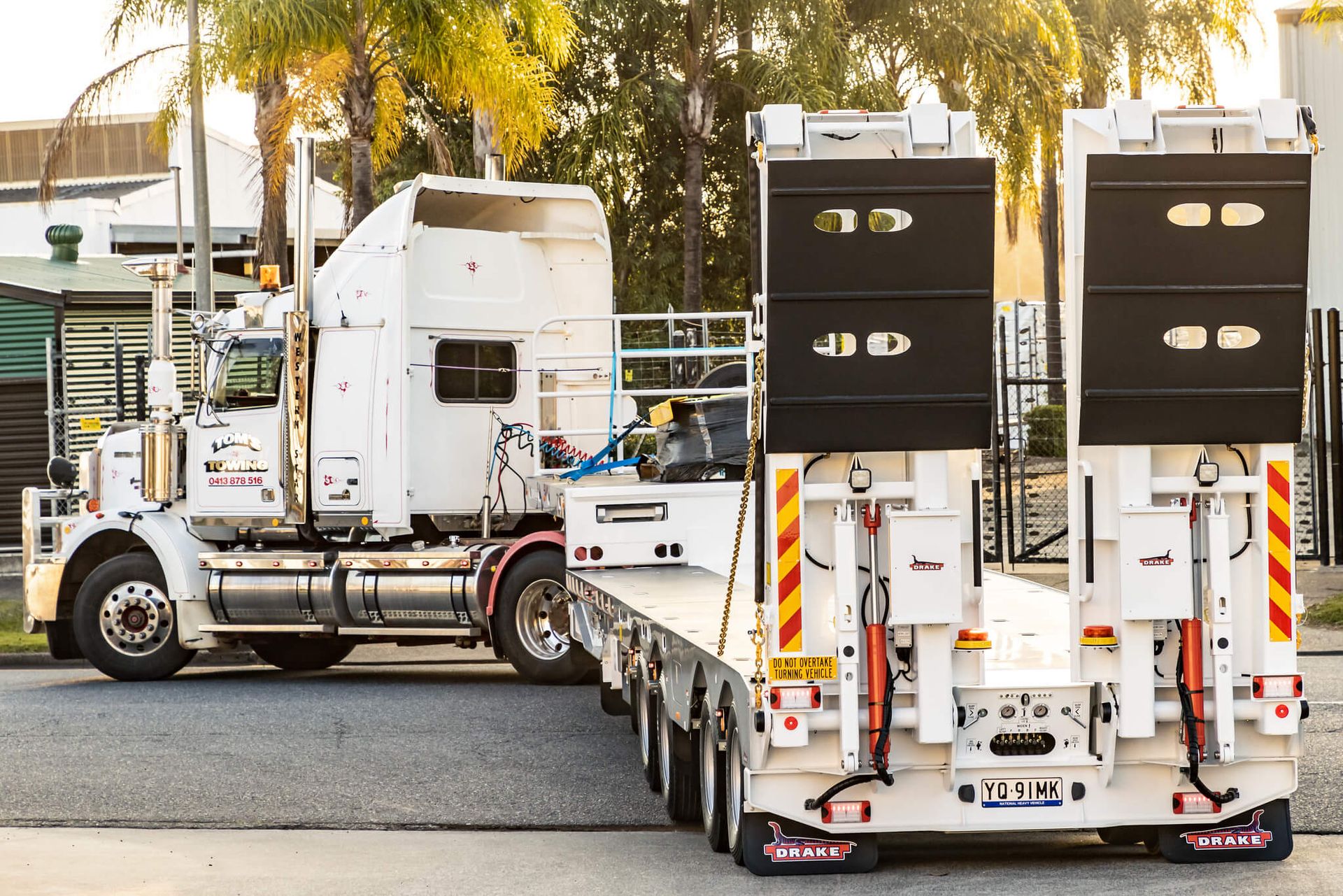 Tom's Towing Deck Widener Trailer delivery - out the door it goes!