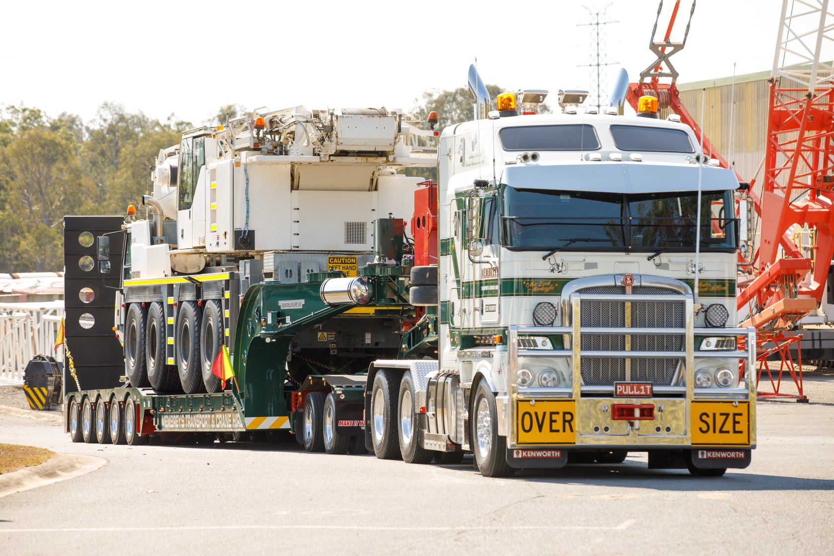 Membrey's Trailer fully loaded with liebherr