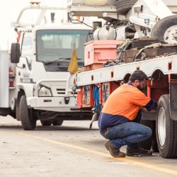 One of the Drake team completing a C service on a Drake Trailer